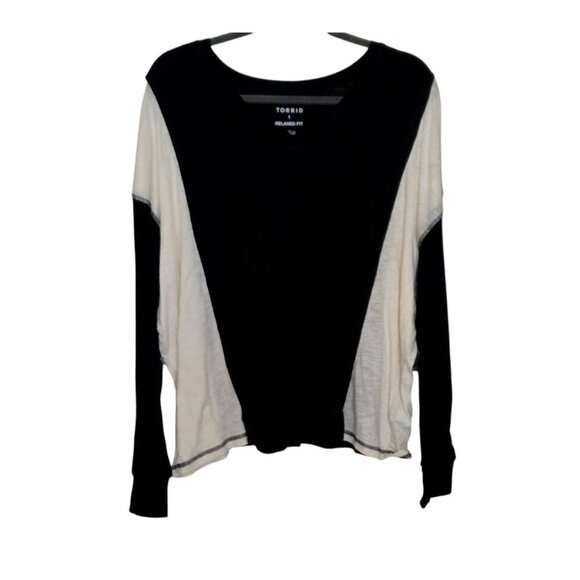 Torrid Cotton Modal Slub V-Neck Long Sleeve Dolman Tee - Picture 8 of 8